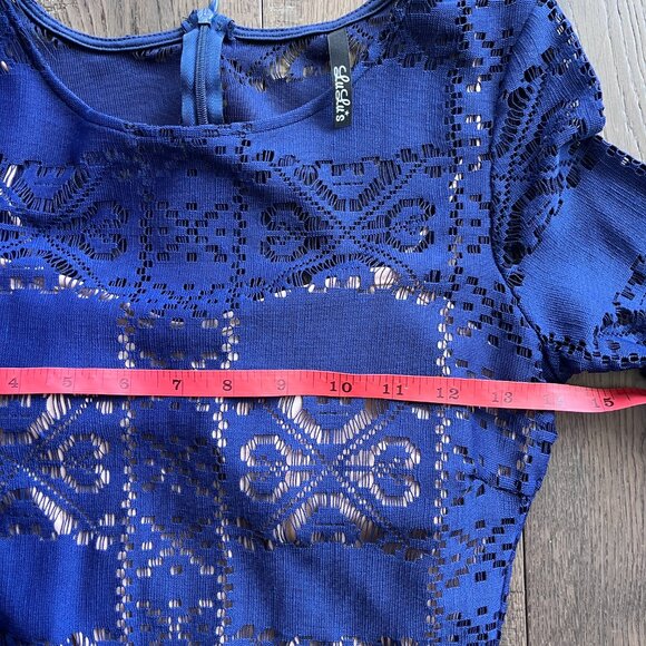 Lulus Cut Above the Rest Blue Lace Maxi Dress Long Sleeve Size S Evening Gown - Picture 6 of 10